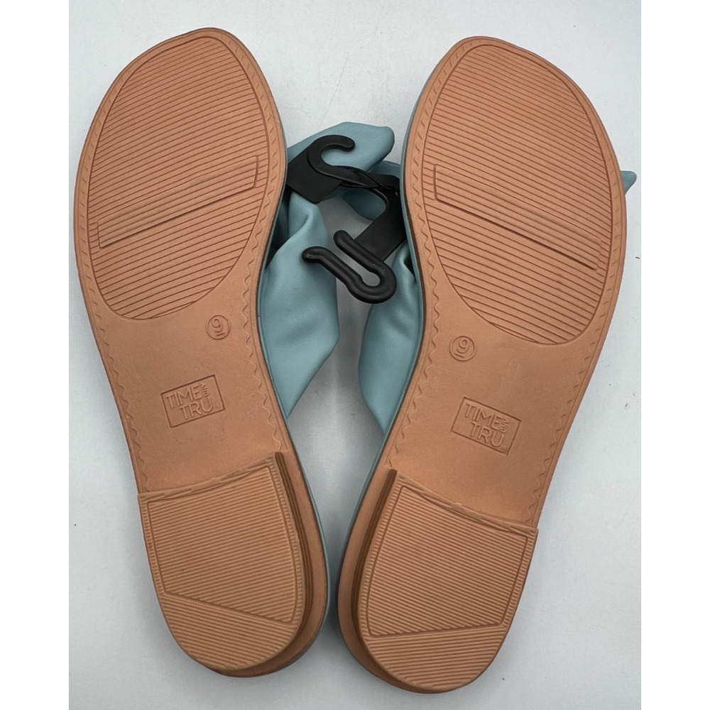 Time and Tru Women’s Sandals Size 9 Blue Bow Slide Flats Slip On NWT - Picture 6 of 6